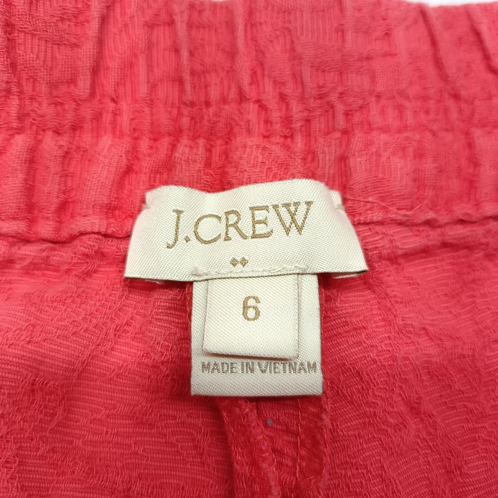 J.Crew Womens 6 Coral Pink Textured Floral Matelasse Pull On Shorts Casual Beach - Picture 3 of 5